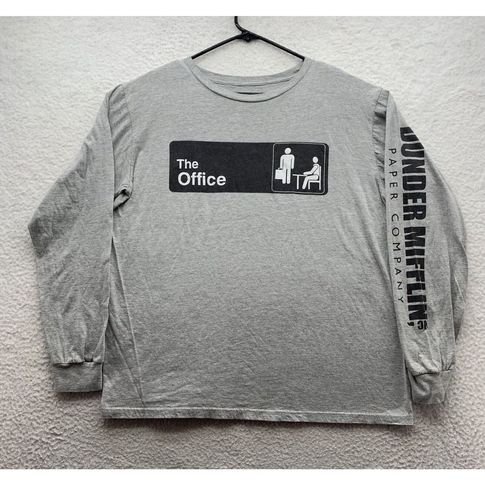 The Office Dunder Mifflin T-Shirt Mens Large L Heather Gray TV‎ Comedy Carrel